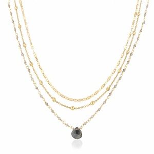 Ela Rae Prelayered Lina necklace with tear drop pendant stone.